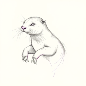 Purple Outline Otter Tattoo