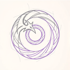 Purple Outline Ouroboros Tattoo