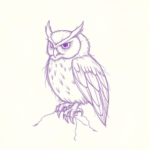 Purple Outline Owl Tattoo