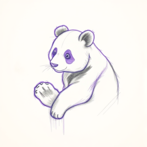 Purple Outline Panda Tattoo