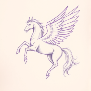 Purple Outline Pegasus Tattoo