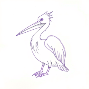 Purple Outline Pelican Tattoo