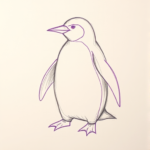 Purple Outline Penguin Tattoo