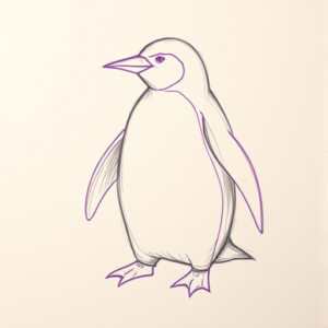 Purple Outline Penguin Tattoo