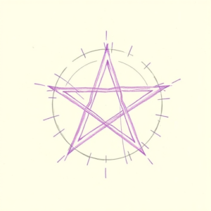 Purple Outline Pentagram Tattoo
