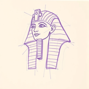 Purple Outline Pharaoh Tattoo