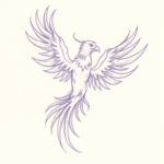 Purple Outline Phoenix Tattoo