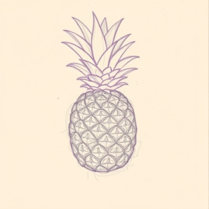 Purple Outline Pineapple Tattoo