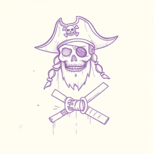 Purple Outline Pirate Tattoo