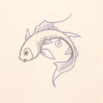 Purple Outline Pisces Tattoo