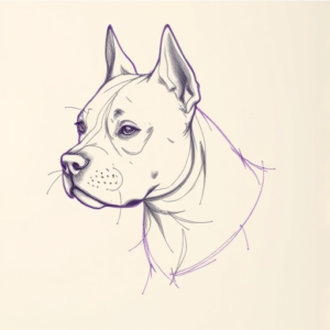 Purple Outline Pitbull Tattoo