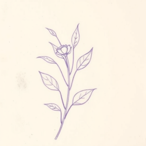 Purple Outline Plant Tattoo