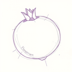 Purple Outline Pomegranate Tattoo
