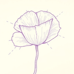 Purple Outline Poppy Tattoo