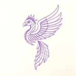 Purple Outline Quetzalcoatl Tattoo