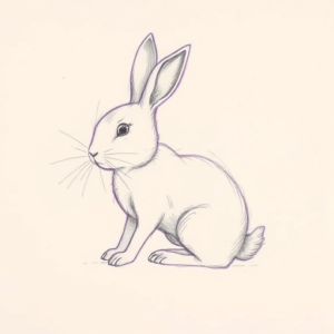 Purple Outline Rabbit Tattoo