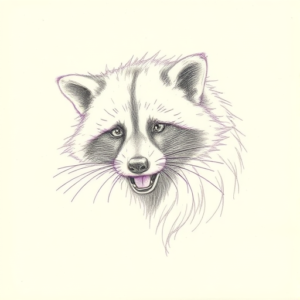 Purple Outline Raccoon Tattoo