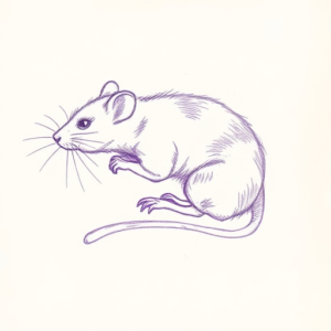 Purple Outline Rat Tattoo