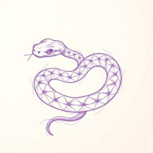 Purple Outline Rattlesnake Tattoo