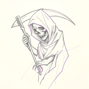 Purple Outline Reaper Tattoo