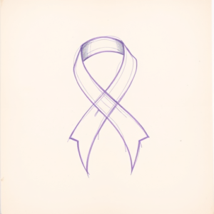 Purple Outline Ribbon Tattoo