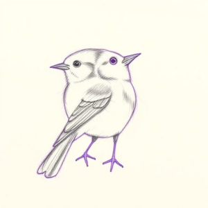 Purple Outline Robin Tattoo