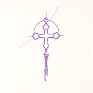 Purple Outline Rosary Tattoo