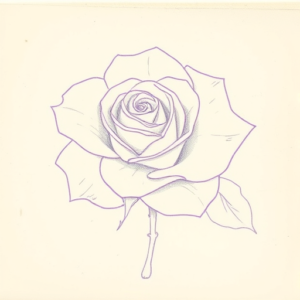 Purple Outline Rose Tattoo