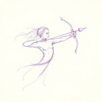 Purple Outline Sagittarius Tattoo