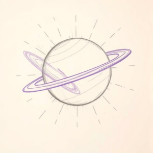 Purple Outline Saturn Tattoo