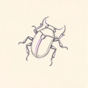 Purple Outline Scarab Tattoo