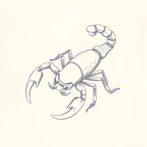 Purple Outline Scorpio Tattoo