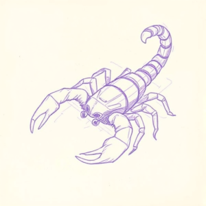 Purple Outline Scorpion Tattoo
