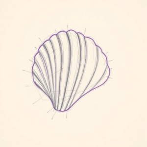 Purple Outline Seashell Tattoo
