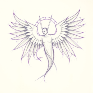 Purple Outline Seraphim Tattoo