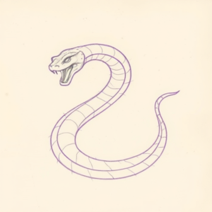 Purple Outline Serpent Tattoo