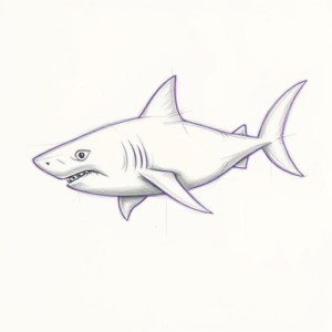 Purple Outline Shark Tattoo