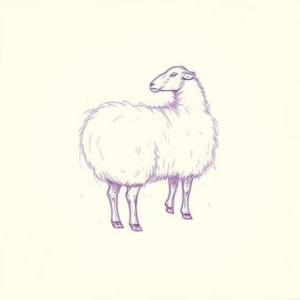 Purple Outline Sheep Tattoo