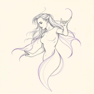 Purple Outline Siren Tattoo