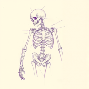 Purple Outline Skeleton Tattoo