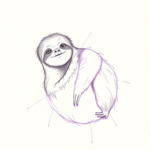 Purple Outline Sloth Tattoo