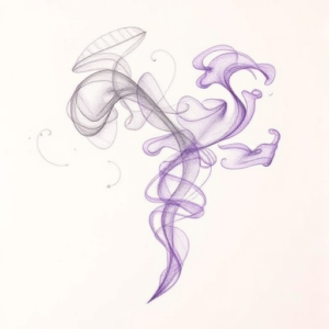 Purple Outline Smoke Tattoo