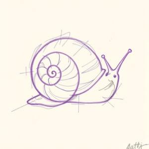 Purple Outline Snail Tattoo