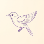 Purple Outline Sparrow Tattoo