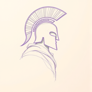 Purple Outline Spartan Tattoo