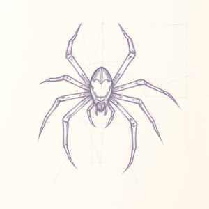 Purple Outline Spider Tattoo