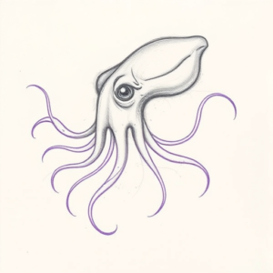 Purple Outline Squid Tattoo