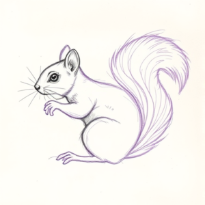 Purple Outline Squirrel Tattoo