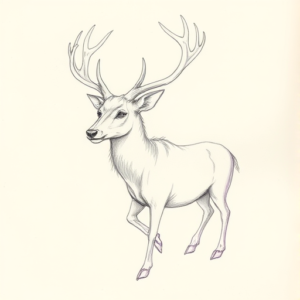 Purple Outline Stag Tattoo