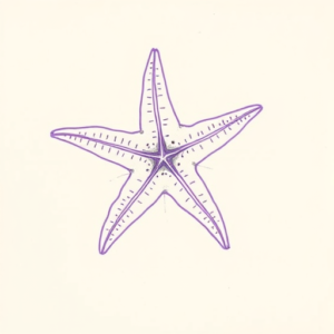 Purple Outline Starfish Tattoo